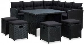 vidaXL Set Muebles De Jardín 6 Piezas Y Cojines Ratán Sintético Negro