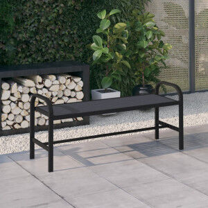 vidaXL Banco De Jardín Acero Y Wpc Negro 124.5 Cm