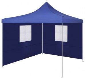 vidaXL Cenador Plegable Con 2 Paredes Azul 3x3 M