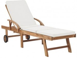 vidaXL Tumbona Con Cojín Madera Maciza De Teca Crema