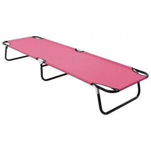 vidaXL Tumbona Plegable De Acero Rosa