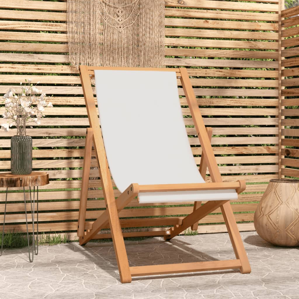 vidaXL Silla de jardín de teca color crema 56x105x96 cm