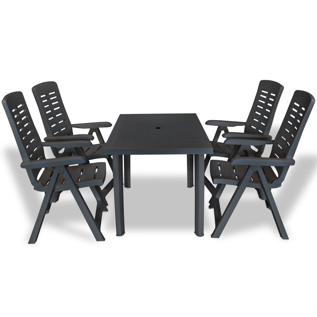 vidaXL Set de comedor de jardín 5 piezas plástico gris antracita