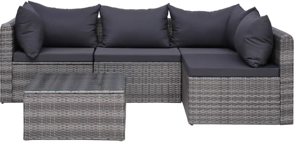 vidaXL Set de muebles de jardín y cojines 5 pzas. ratán sintético gris