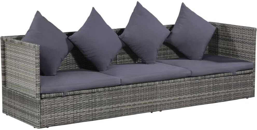 vidaXL Cama de jardín 200x60 cm ratán sintético gris