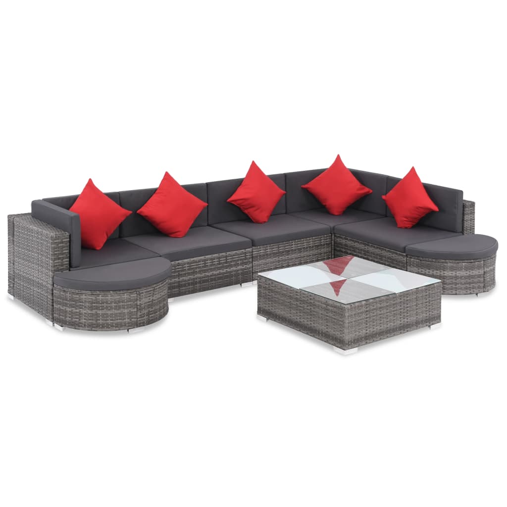 vidaXL Set de muebles de jardín 8 pzas y cojines ratán sintético gris