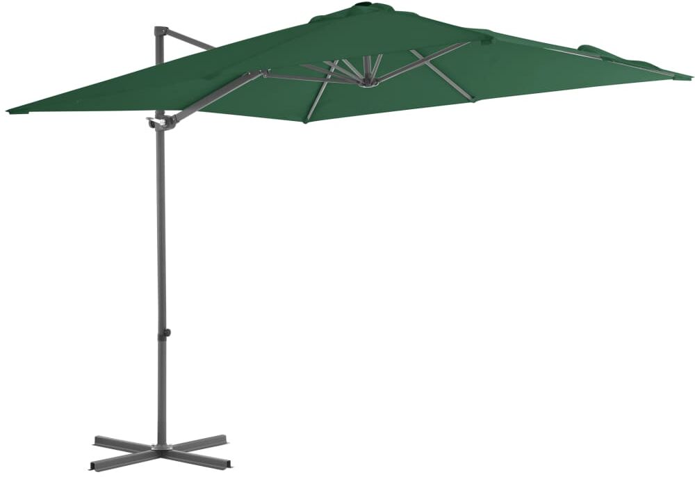 vidaXL Sombrilla voladiza con poste de acero verde 250x250 cm