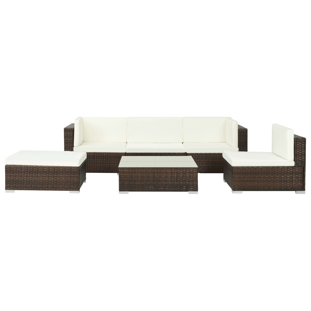 vidaXL Set muebles de jardín 6 piezas y cojines ratán sintético marrón