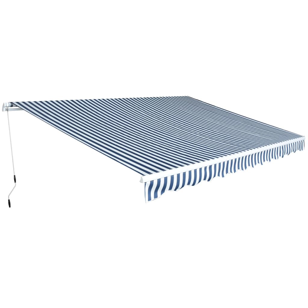 vidaXL Toldo plegable de operación manual 450 cm azul y blanco