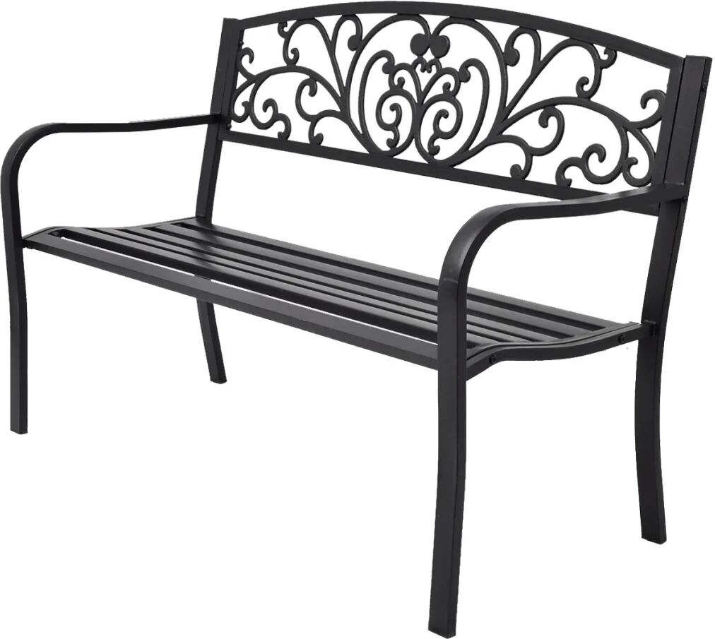 vidaXL Banco de jardín de hierro fundido negro 127 cm