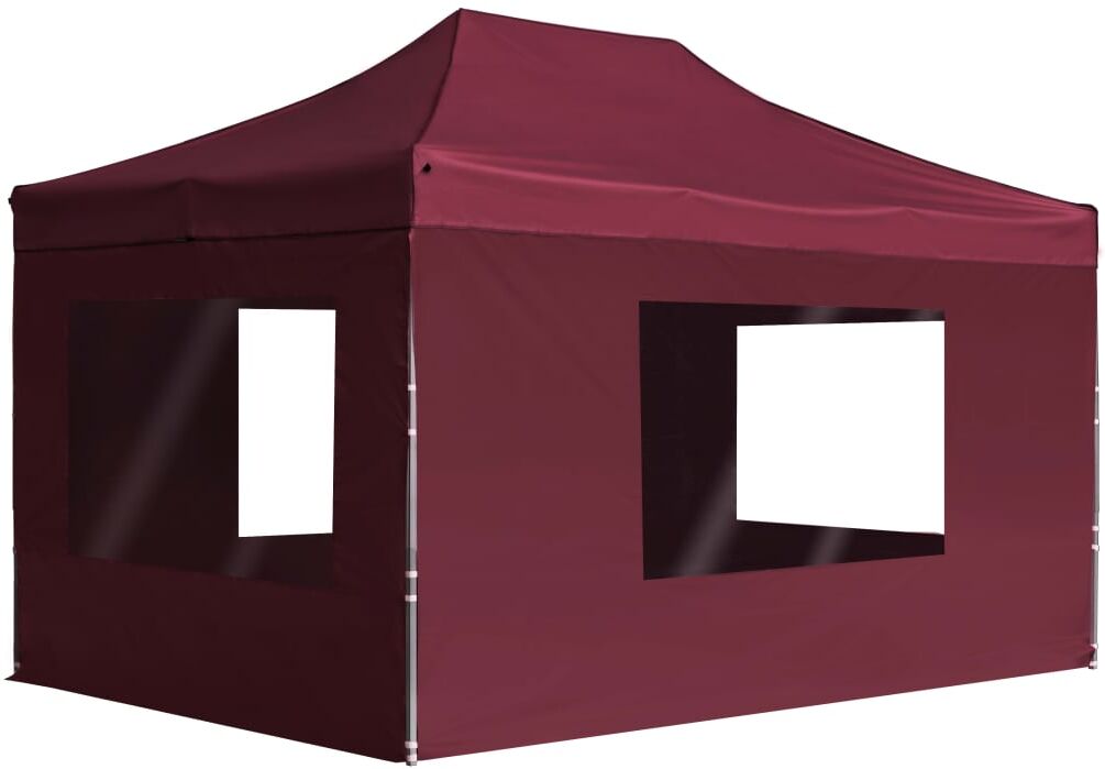 vidaXL Carpa plegable profesional y paredes aluminio rojo tinto 4,5x3m