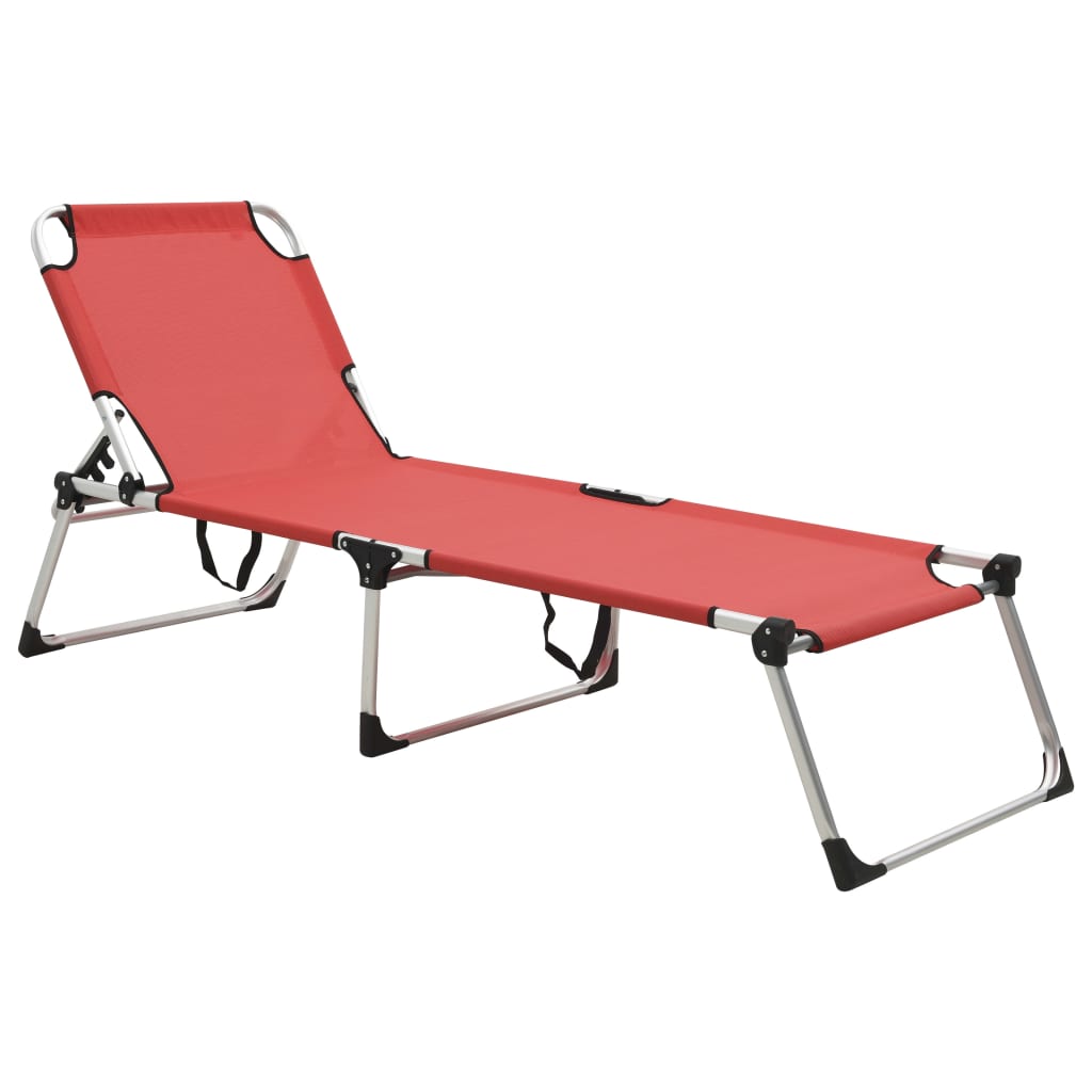 vidaXL Tumbona senior extra alta plegable aluminio roja