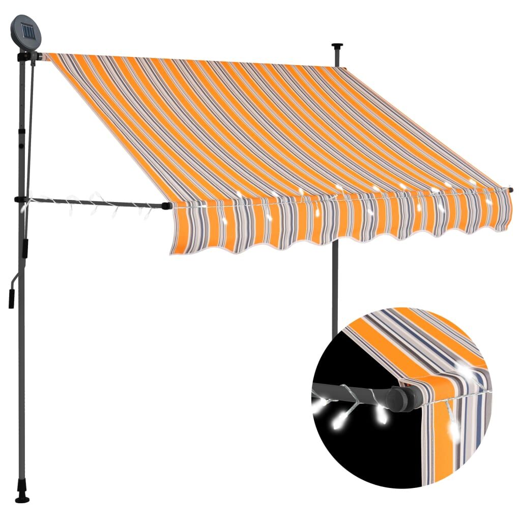 vidaXL Toldo manual retráctil con LED amarillo y azul 100 cm