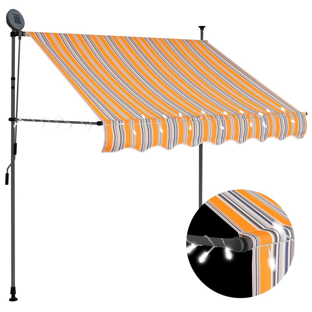 vidaXL Toldo manual retráctil con LED amarillo y azul 200 cm