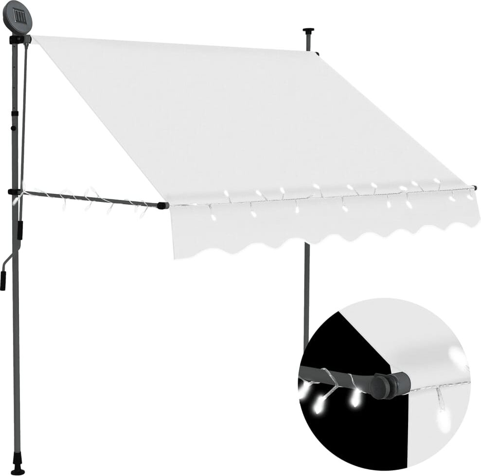 vidaXL Toldo manual retráctil con LED crema 200 cm