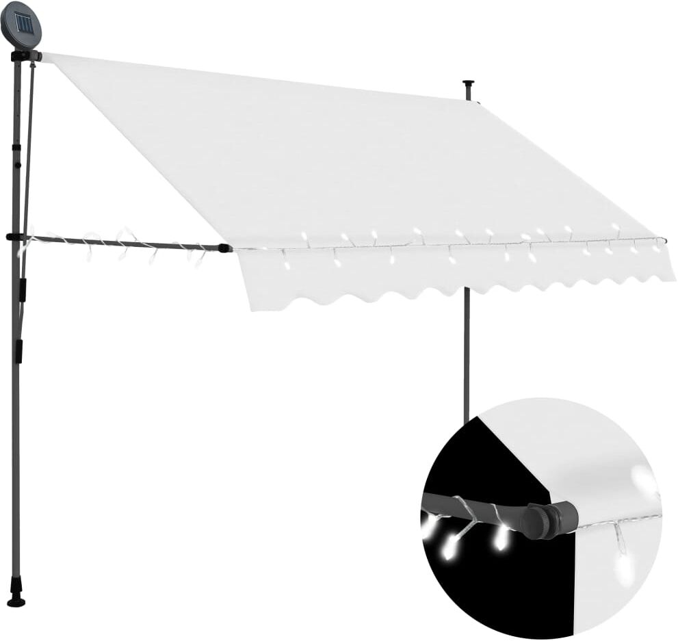 vidaXL Toldo manual retráctil con LED crema 250 cm