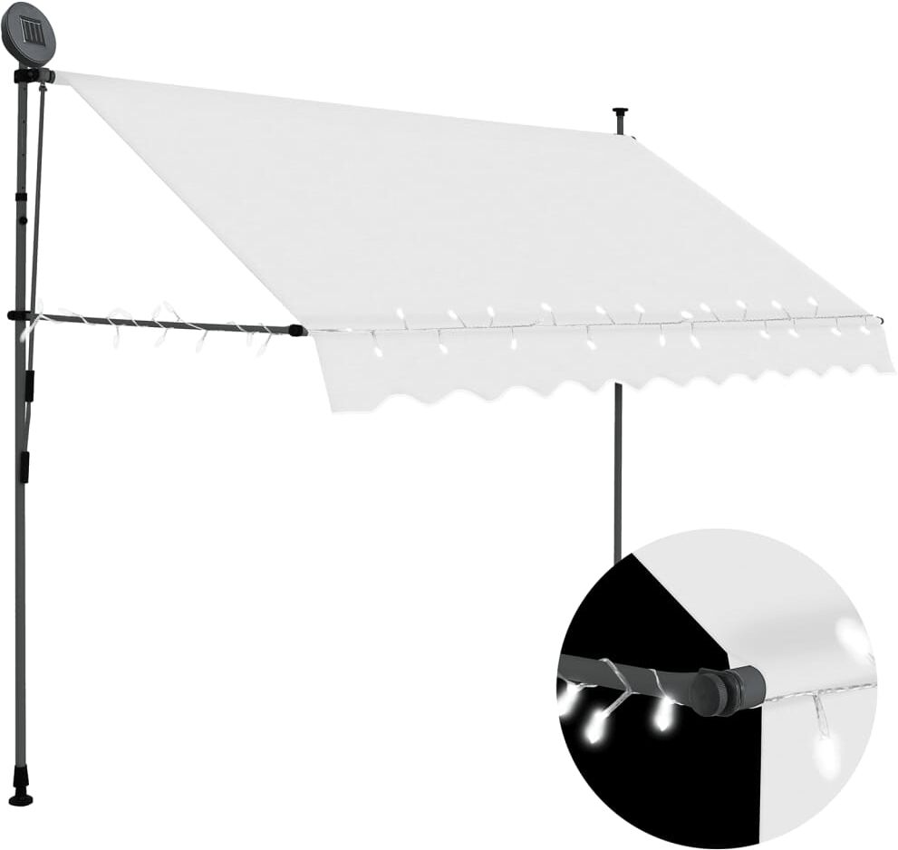 vidaXL Toldo manual retráctil con LED crema 300 cm