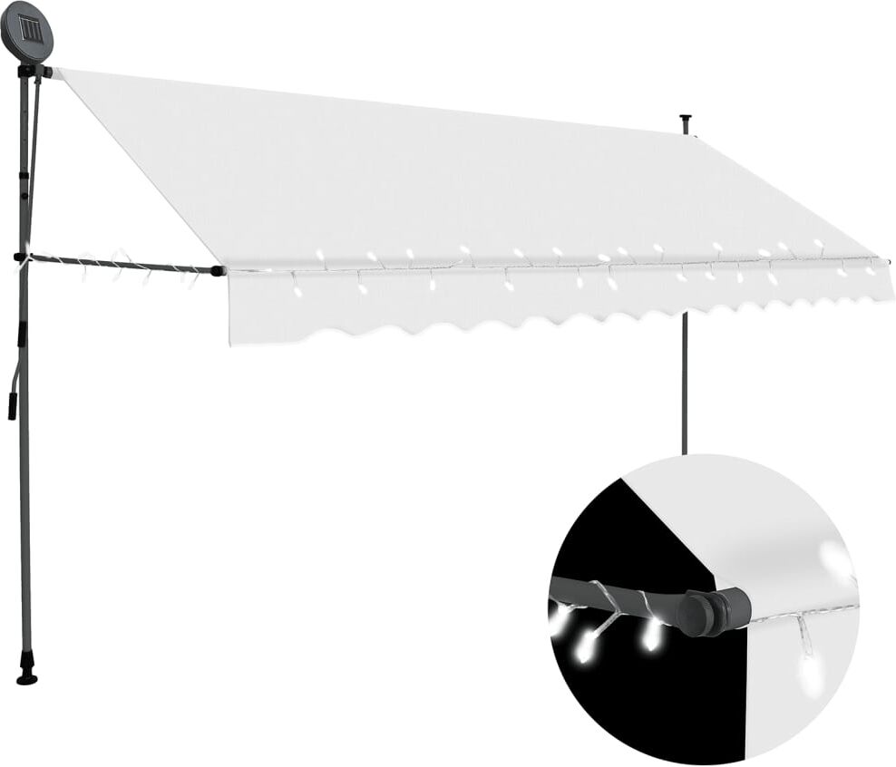 vidaXL Toldo manual retráctil con LED crema 400 cm