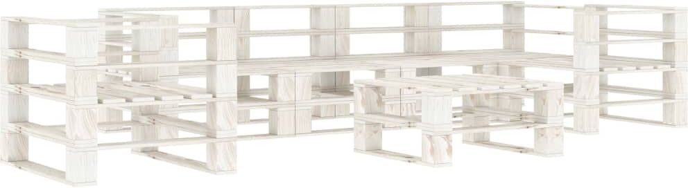 vidaXL Juego de muebles de palés para jardín 7 piezas madera blanco