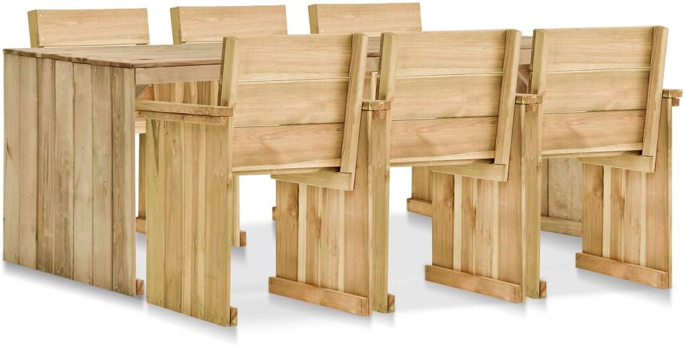 vidaXL Set muebles de comedor de jardín 7 pzas madera pino impregnada