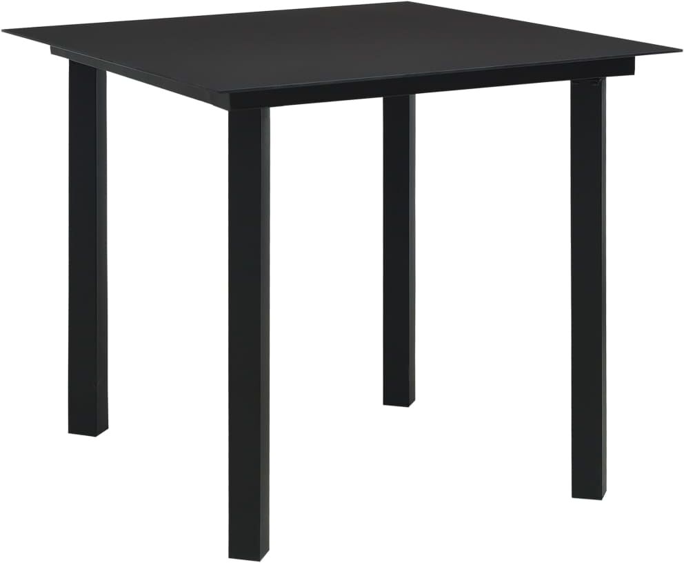 vidaXL Mesa de comedor de jardín acero y vidrio negra 80x80x74 cm