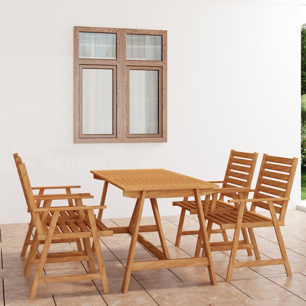 vidaXL Juego de comedor para jardín 5 piezas madera maciza de acacia