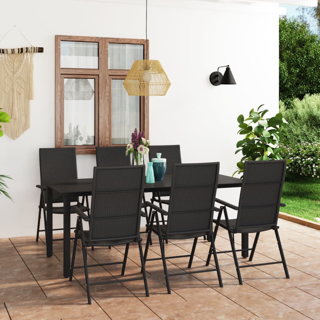 vidaXL Juego de comedor para jardín 7 piezas negro