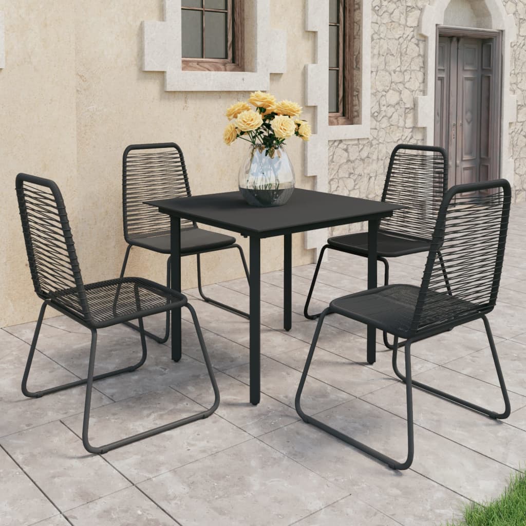 vidaXL Set de comedor de jardín de 5 piezas PVC ratán negro