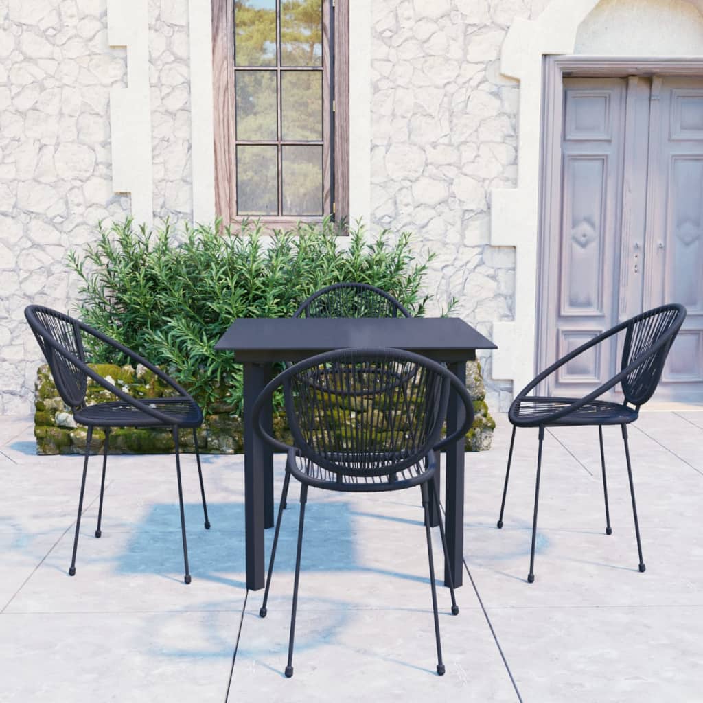 vidaXL Juego de comedor de jardín 5 piezas ratán PVC negro