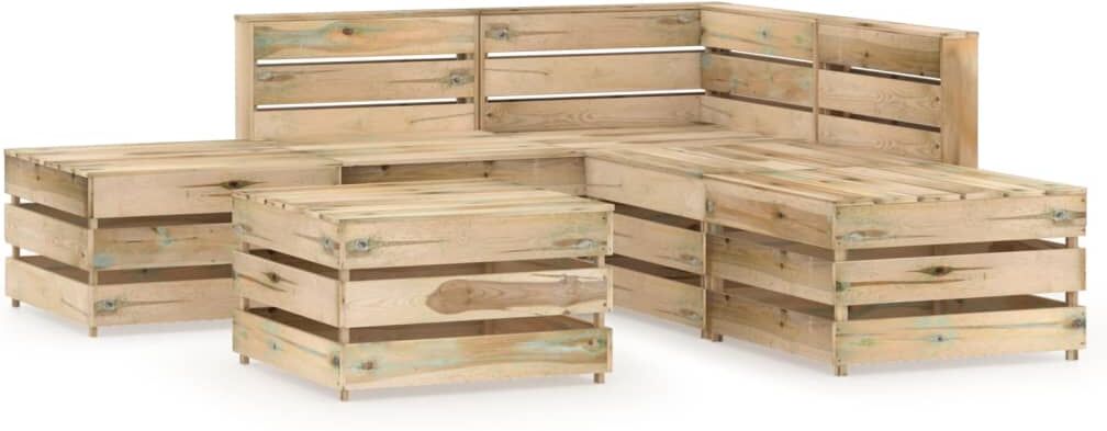 vidaXL Set de muebles de jardín 6 pzas madera de pino impregnada verde