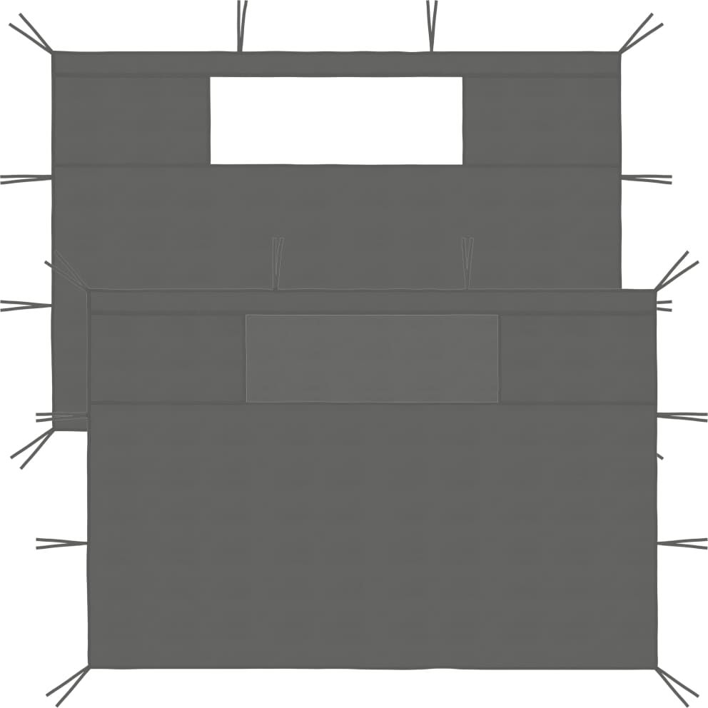 vidaXL Paredes laterales de cenador con ventanas 2 uds gris antracita