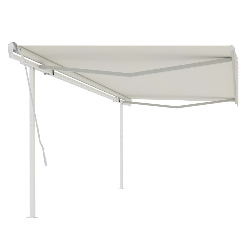 vidaXL Toldo manual retráctil con postes color crema 5x3 m