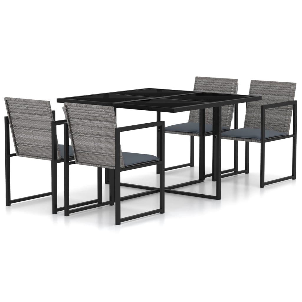 vidaXL Set de comedor de jardín 5 pzas y cojines ratán sintético gris