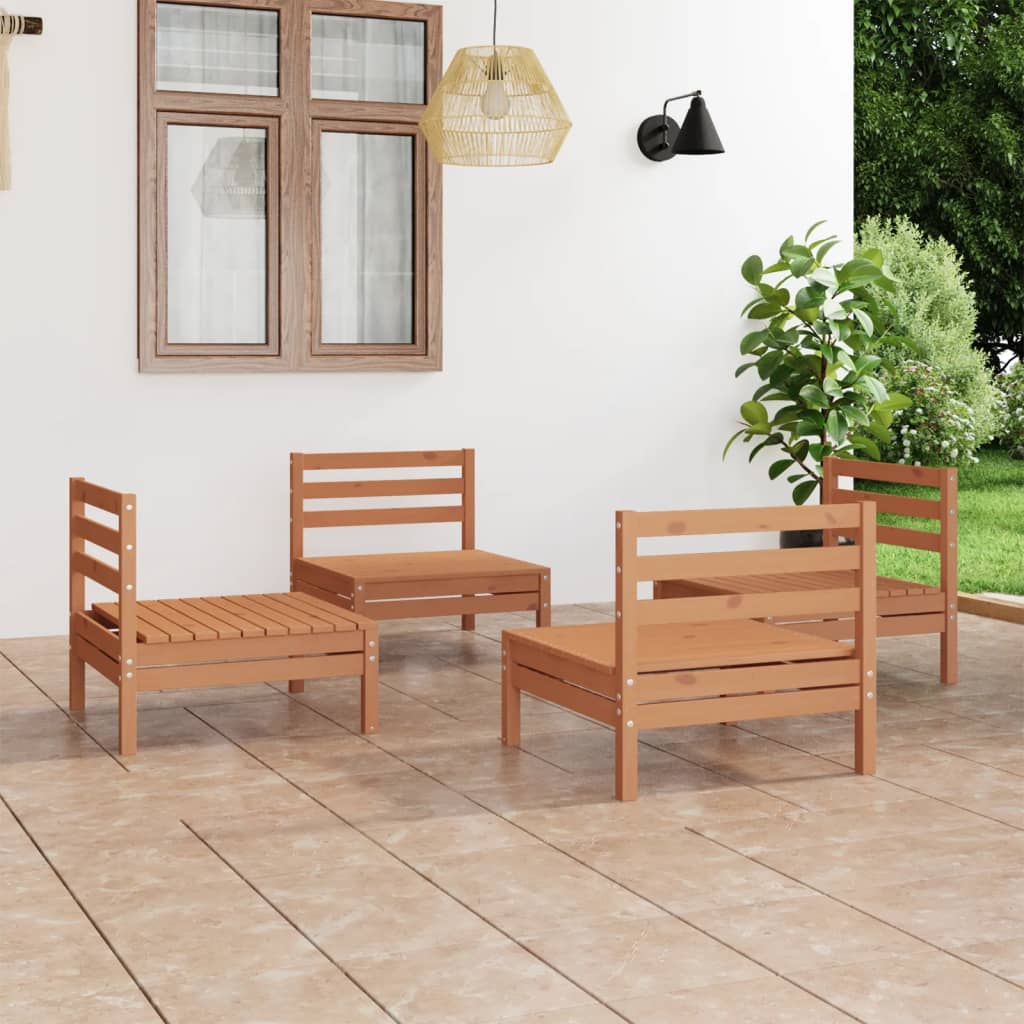 vidaXL Juego de muebles de jardín 4 pzs madera maciza pino marrón miel