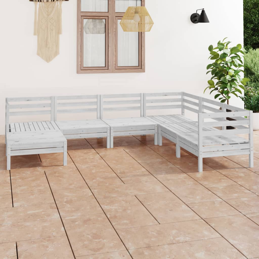 vidaXL Juego de muebles de jardín 7 piezas madera maciza pino blanco