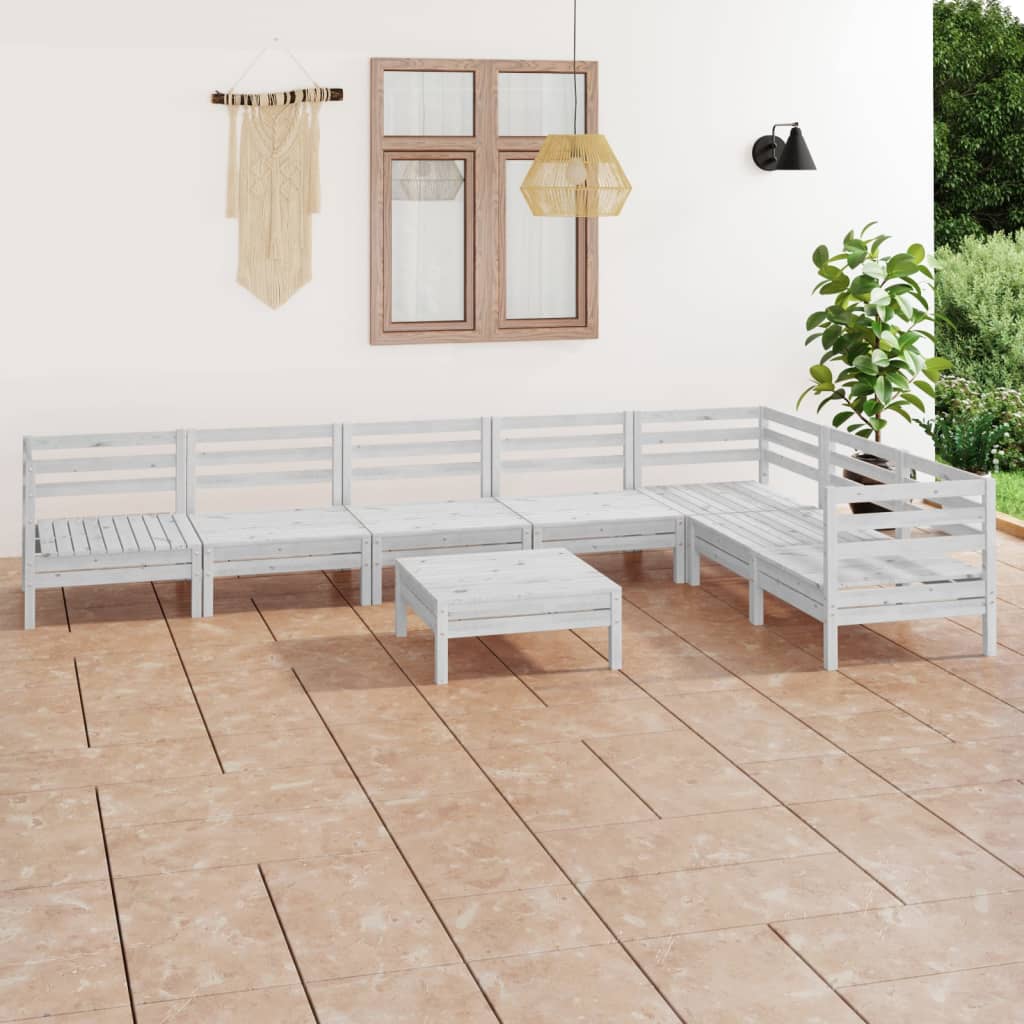 vidaXL Juego de muebles de jardín 8 piezas madera maciza pino blanco