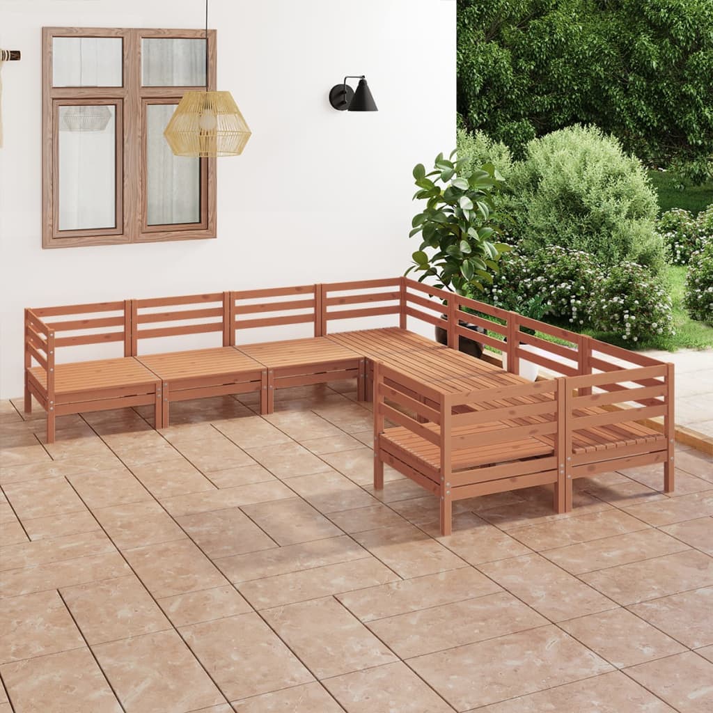 vidaXL Juego muebles de jardín 8 piezas madera maciza pino marrón miel