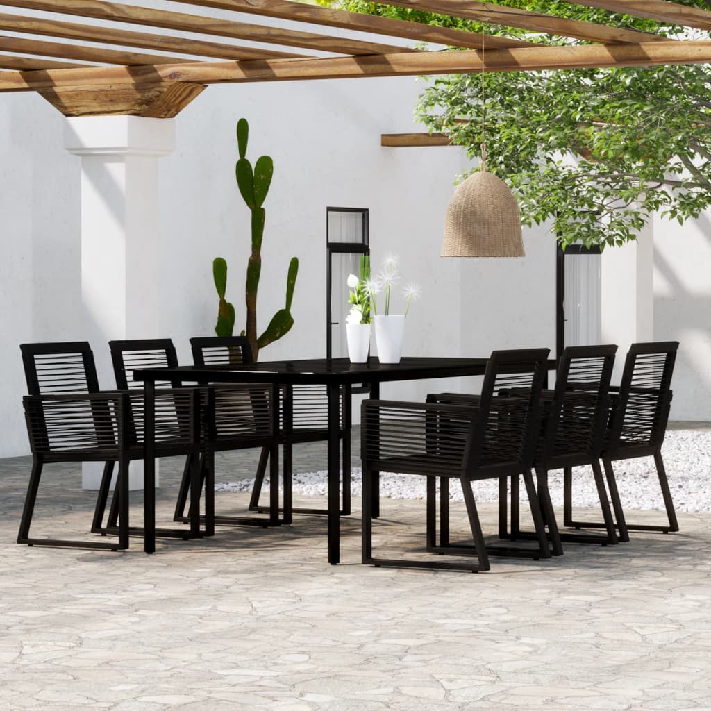 vidaXL Juego de comedor de jardín 7 piezas negro