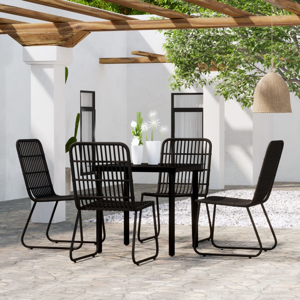 vidaXL Juego de comedor de jardín 5 piezas negro