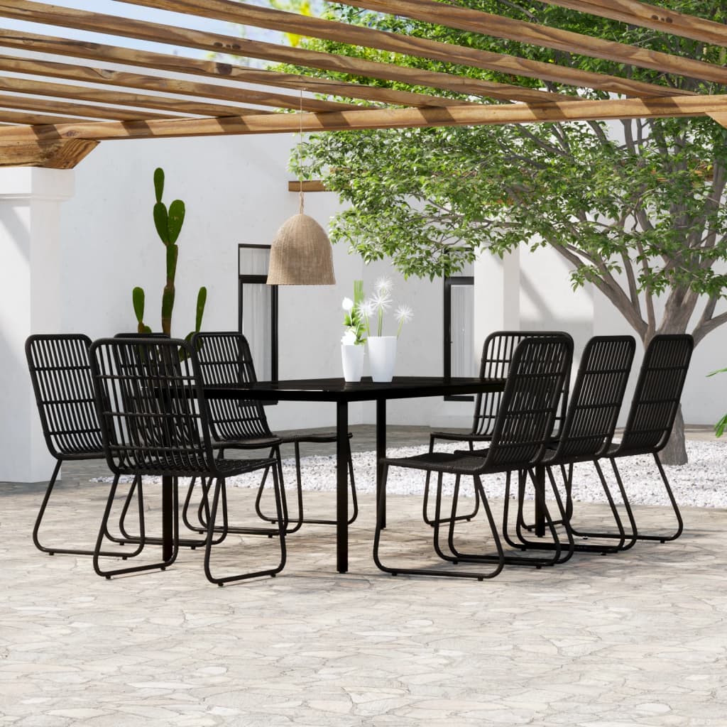 vidaXL Juego de comedor para jardín 9 piezas negro