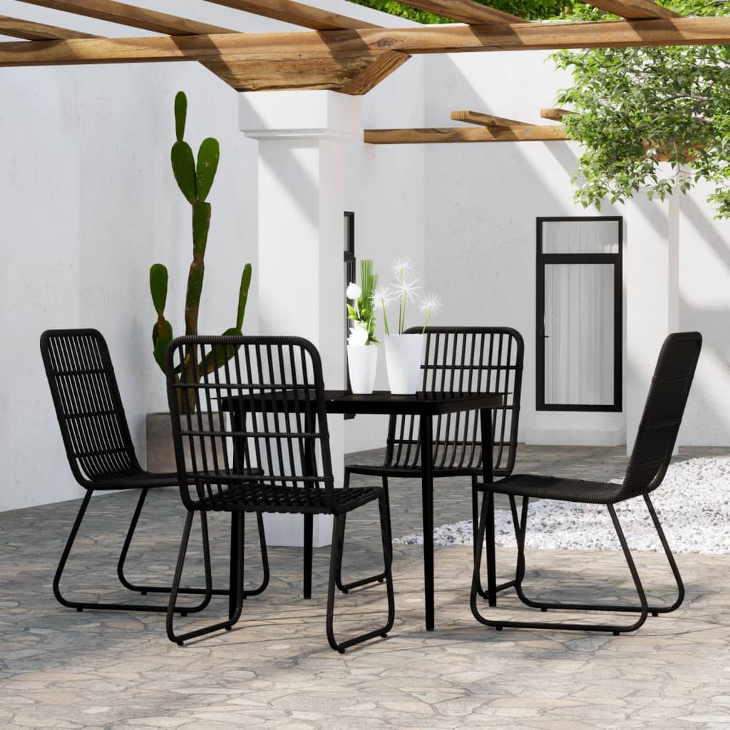 vidaXL Juego de comedor de jardín 5 piezas negro