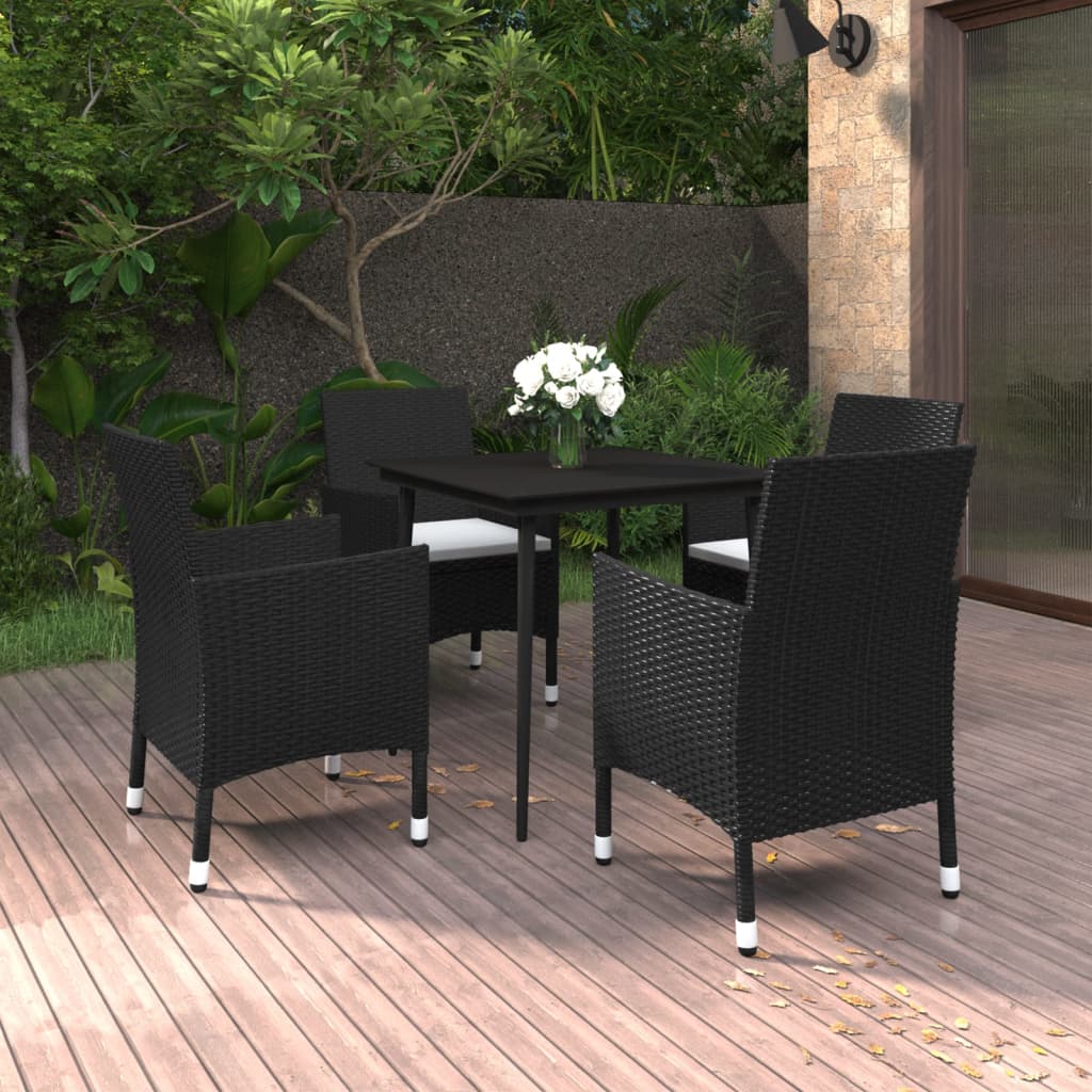 vidaXL Set comedor de jardín 5 pzas y cojines ratán sintético y vidrio