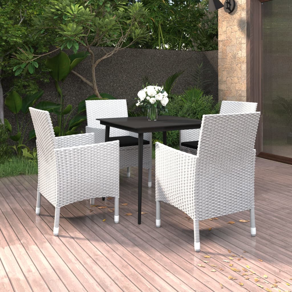 vidaXL Set comedor de jardín 5 pzas y cojines ratán sintético y vidrio