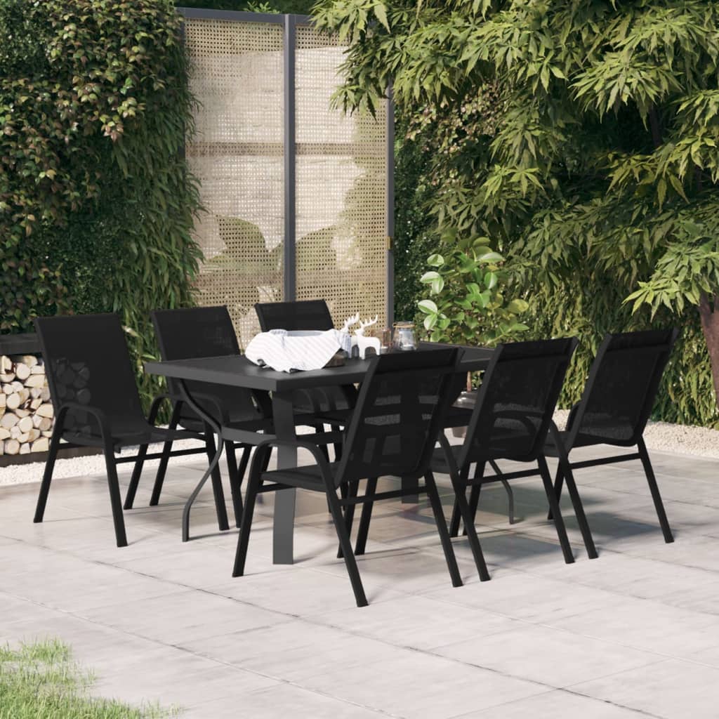 vidaXL Juego de comedor para jardín 7 piezas negro