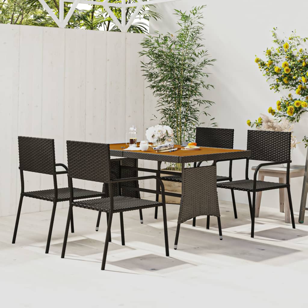 vidaXL Juego de comedor de jardín 5 piezas ratán sintético negro