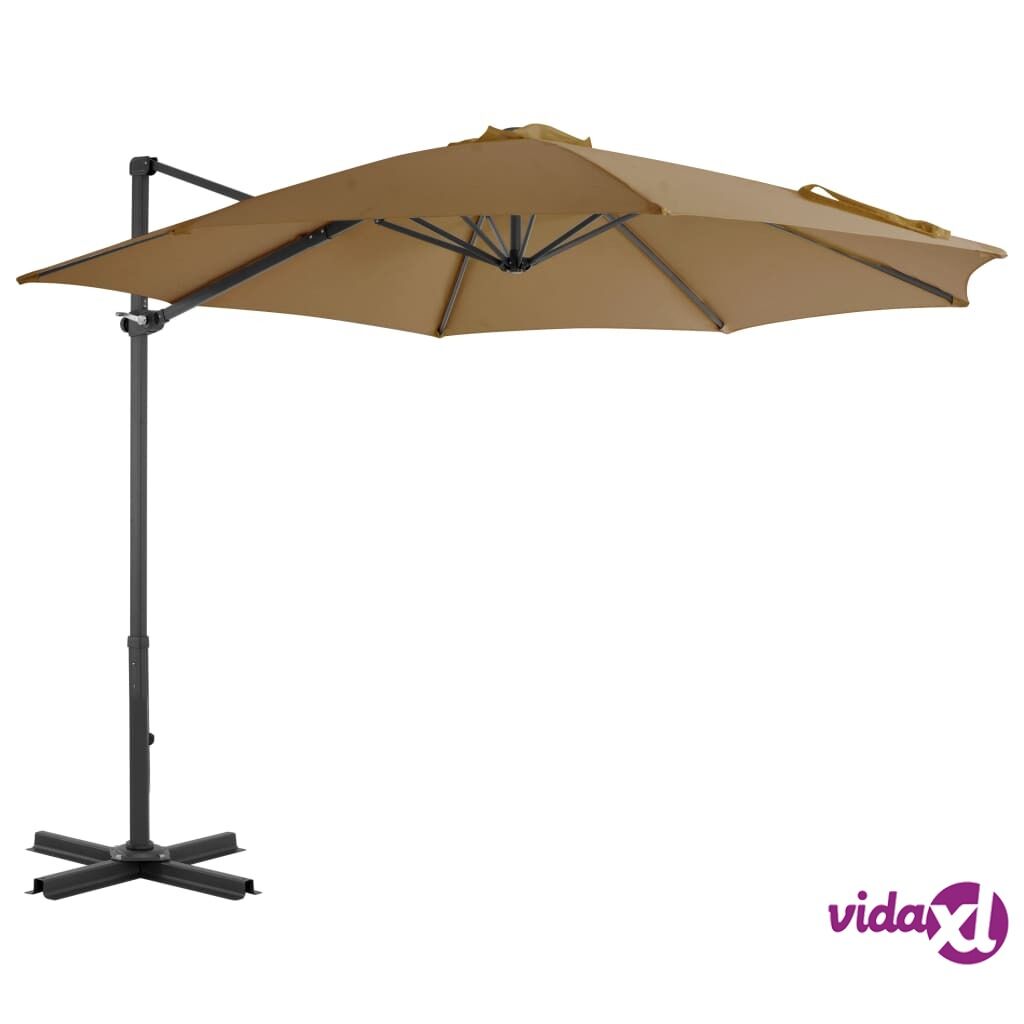 vidaXL Riippuva aurinkovarjo alumiinipylväällä 300 cm harmaanruskea