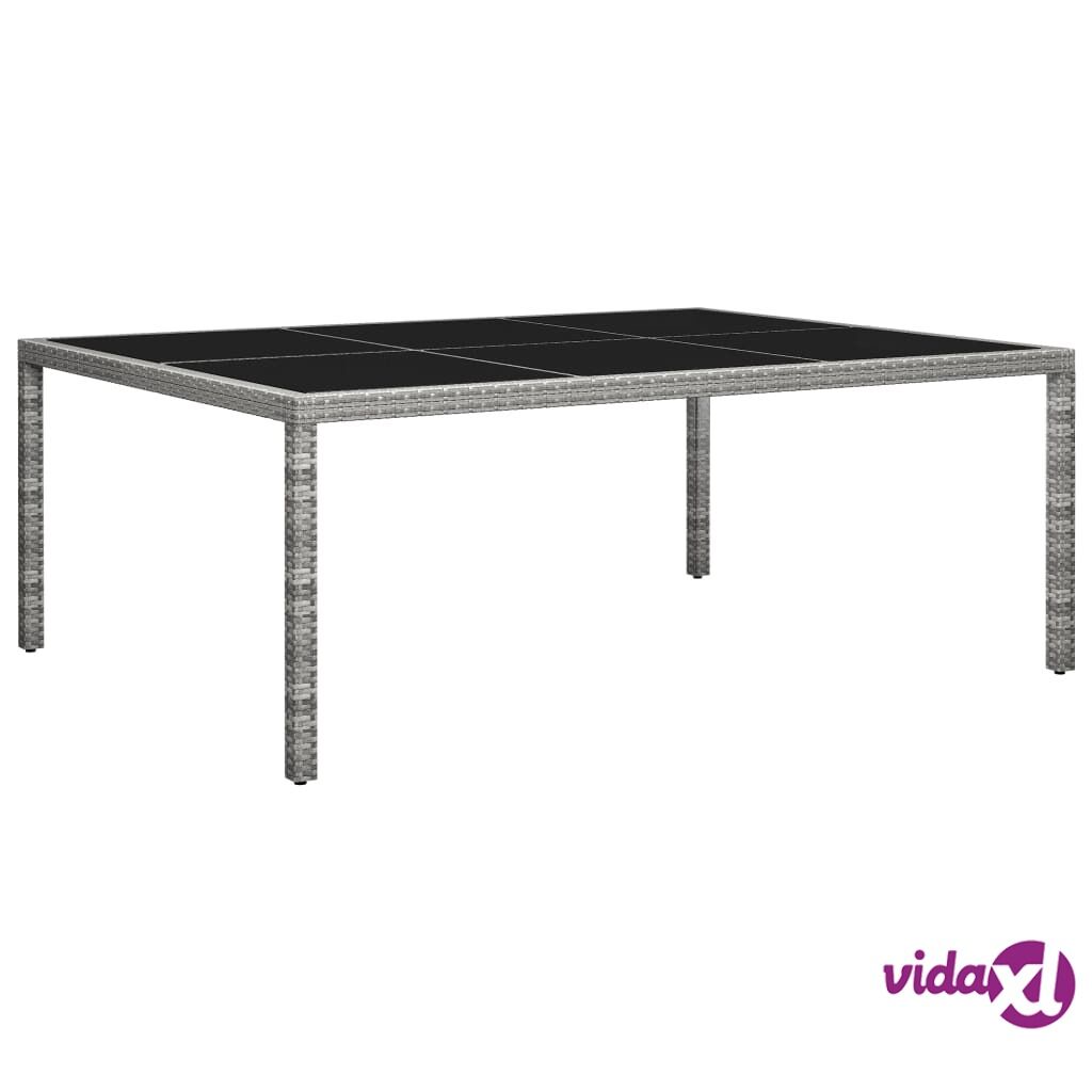 vidaXL Ulkoruokapöytä harmaa 200x150x74 cm polyrottinki