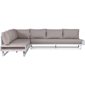 EXOTAN Canape de jardin dangle en aluminium blanc et coussins couleur sable 308 cm Flint