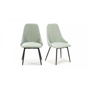 HOMIFAB Lot de 2 chaises pivotantes en tissu bleu turquoise - Baia