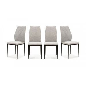 HOMIFAB Lot de 4 chaises en tissu gris clair - Malo
